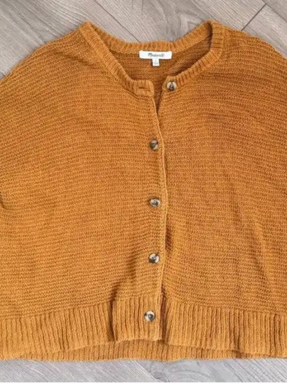 Madewell Mustard Button-Front Knit Cotton Cardigan